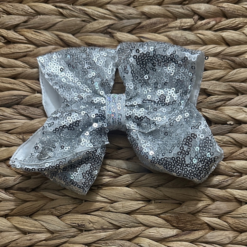 Sparkling Silver Sequin Hair Bow